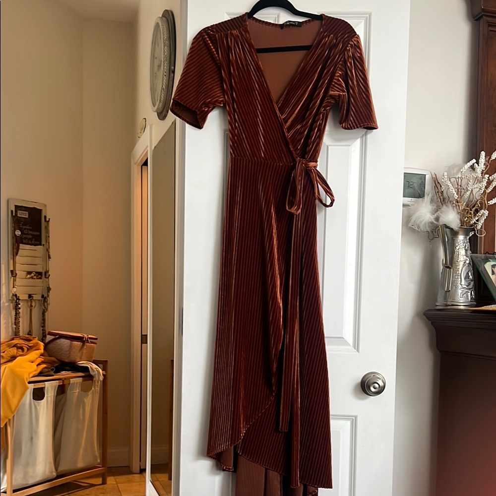 Elegant Brown Wrap Dress